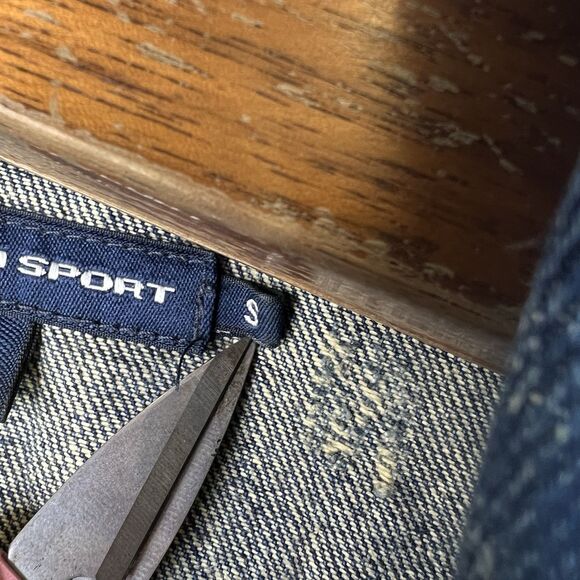 Vintage Ralph Lauren Sport Y2K Denim Jacket Womens Blue Jean Top Distressed Sz S - Picture 7 of 11